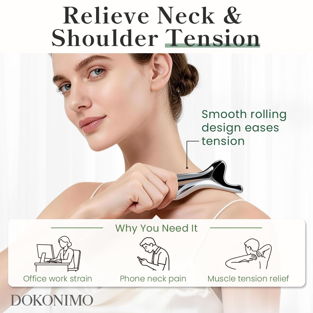 DOKONIMO Gua Sha Tool，Ergonomic Handheld Stainless Steel Tool