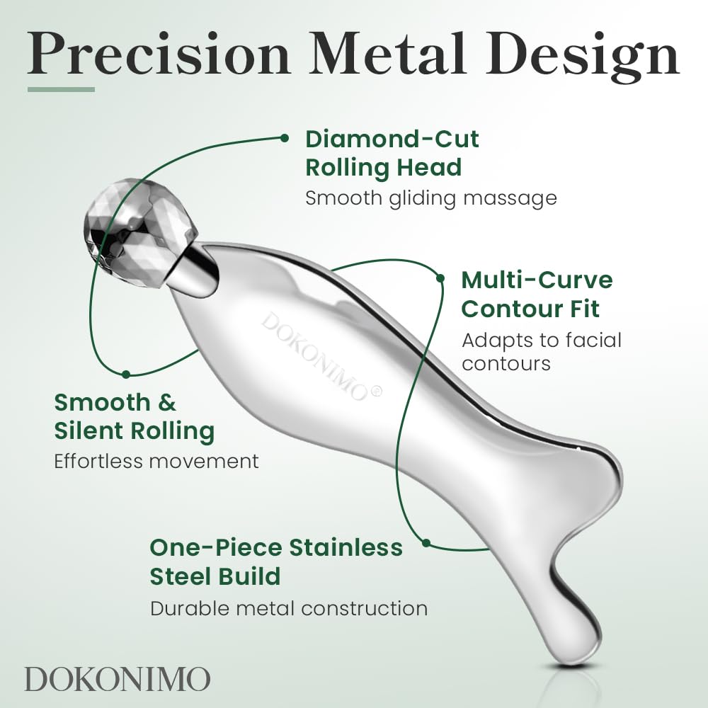 DOKONIMO Gua Sha Tool，Ergonomic Handheld Stainless Steel Tool