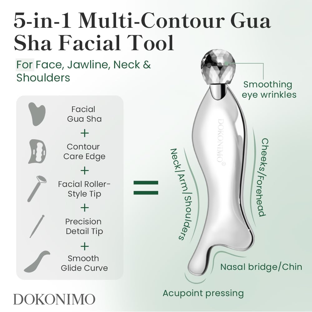 DOKONIMO Gua Sha Tool，Ergonomic Handheld Stainless Steel Tool