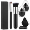 Foundation Brush Set with Sponge & Powder Puff 6PC