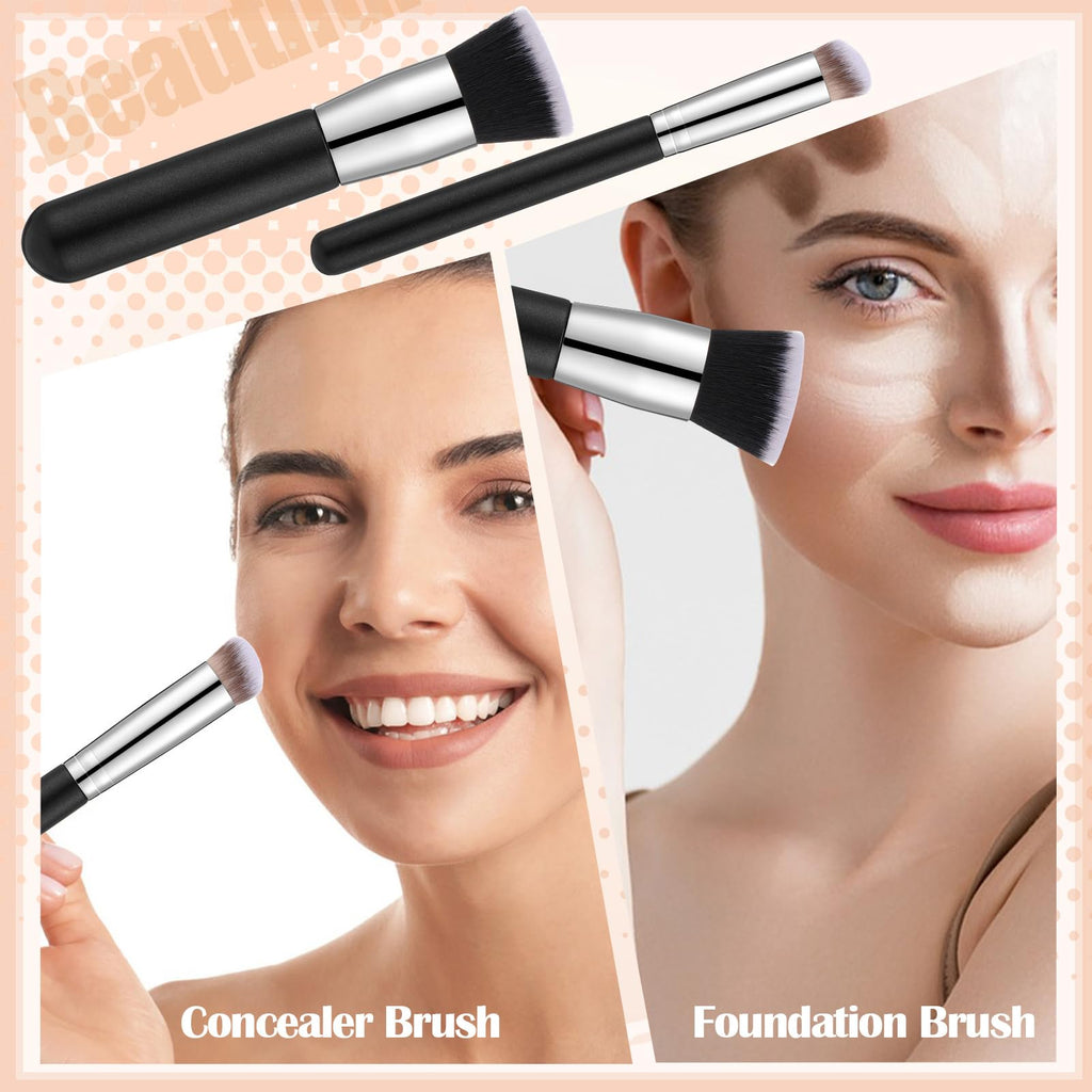 Foundation Brush Set with Sponge & Powder Puff 6PC