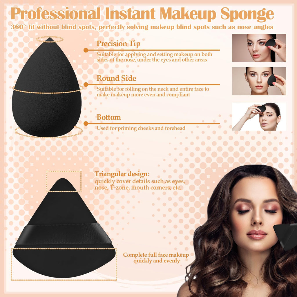 Foundation Brush Set with Sponge & Powder Puff 6PC