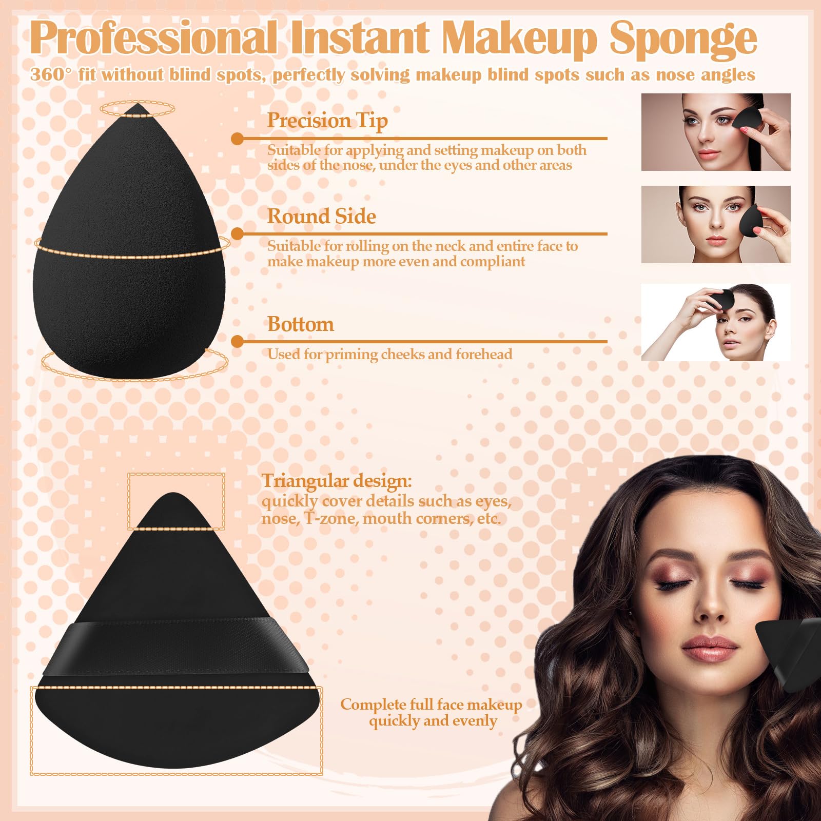 Foundation Brush Set with Sponge & Powder Puff 6PC