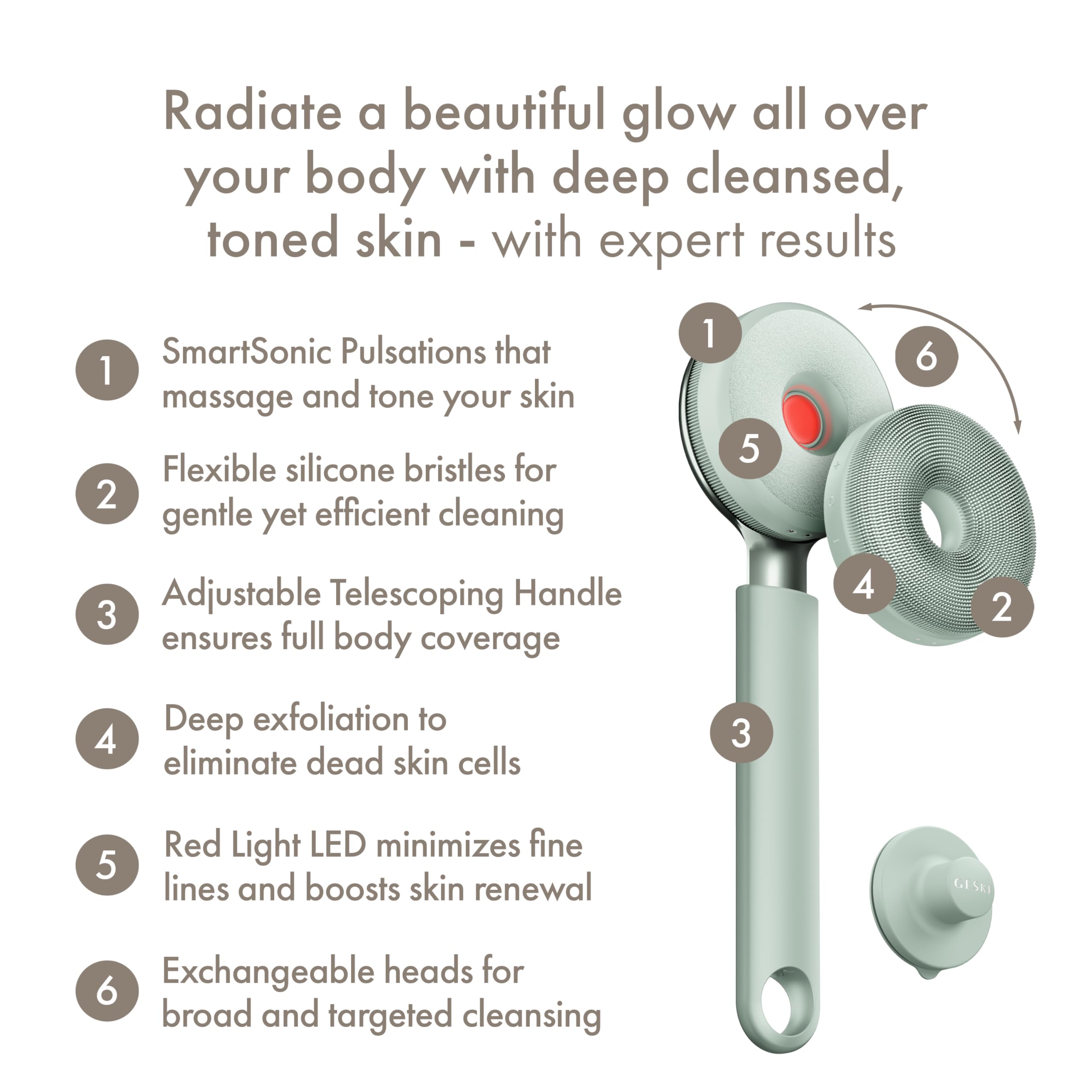 GESKE LED Sonic Full-Body Brush | 9 in 1